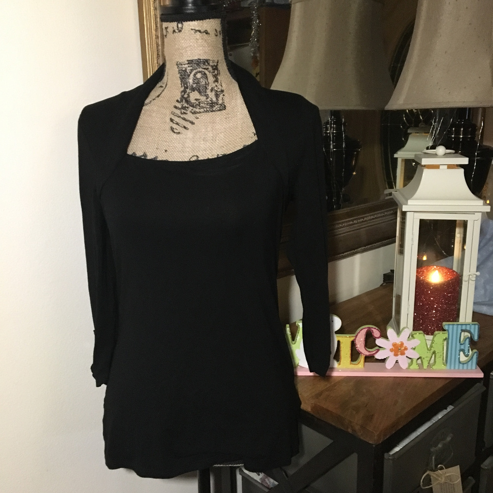 White House Black Market Black Long Sleeve Top - Picture 1 of 5